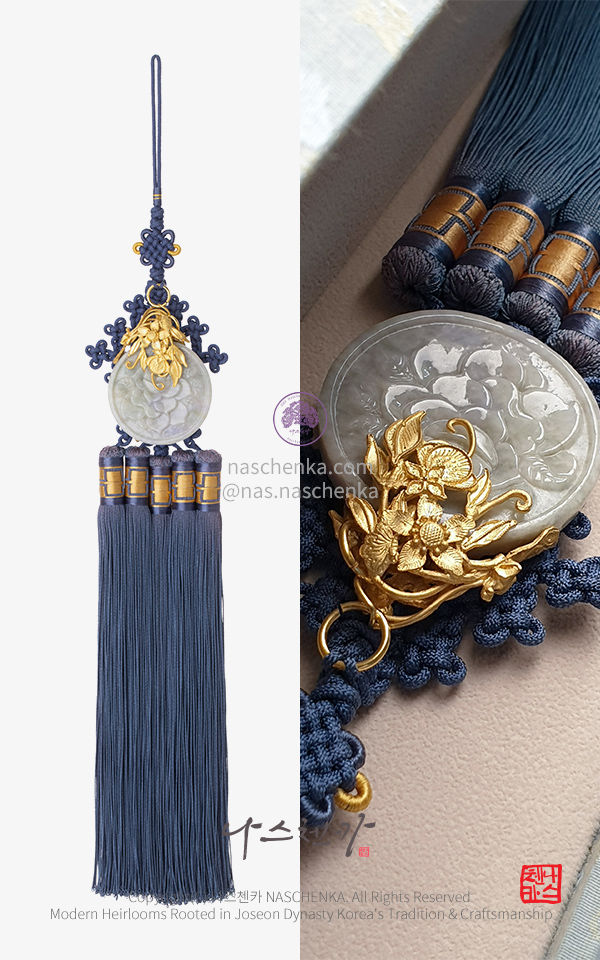 10958073 - 묘려한 꽃 비취 명주 술 노리개 