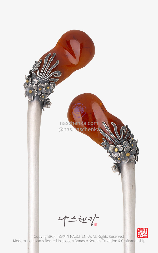 10958994 - 아는 사람만 멈춥니다 나스첸카 NASCHENKA 호박 비녀 Silver 925