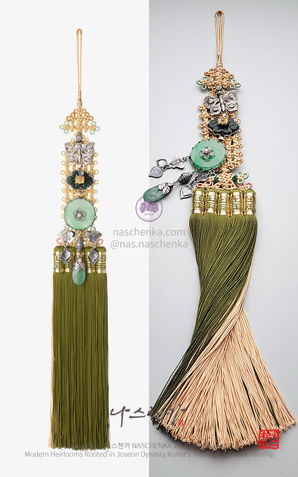 10959079 - 노리개 소원풀이 명주 본견 비취 작품노리개 