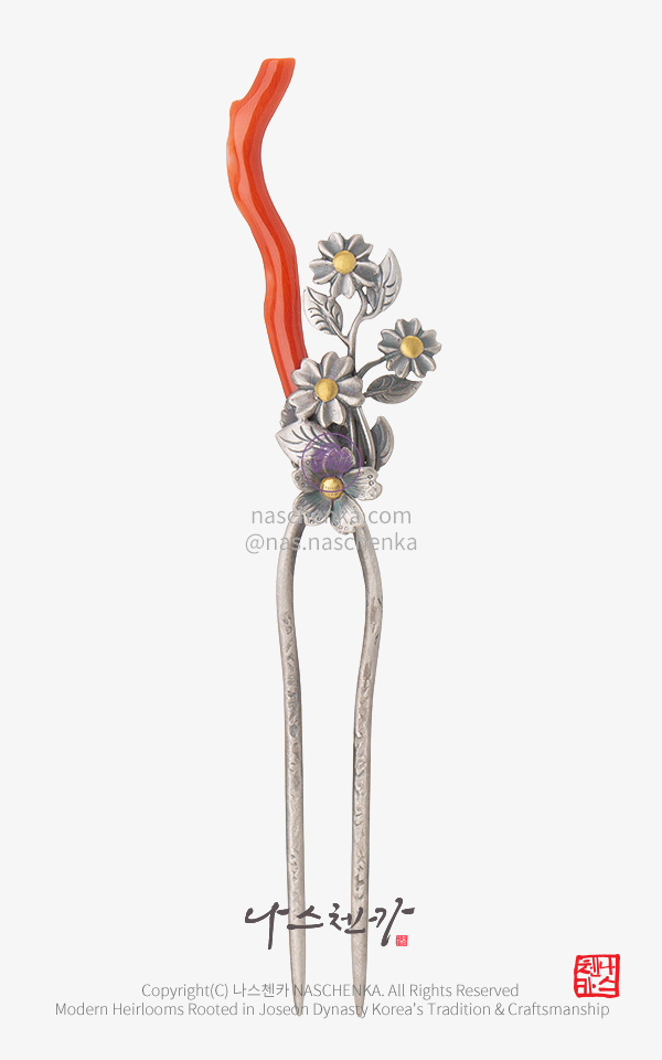 10956939 - 나스첸카 NASCHENKA 등장부터 빛나 7 산호 은 뒤꽂이 