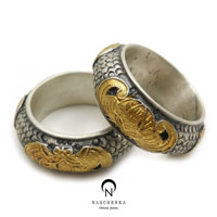 954 - [나스첸카 NASCHENKA] 무연탄색_금부박쥐 전통 쌍가락지 2 [실버 수공예 쌍가락지]<br>  <font color="red"><span style="font-size:10pt;"> 선덕여왕 덕만이 비담에게 건네준 정표 가락지</font></span>