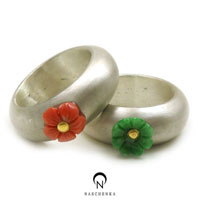 5295 - [나스첸카 NASCHENKA] 우리전통 가락지 7 [전통 금부기법 산호 비취 쌍가락지]