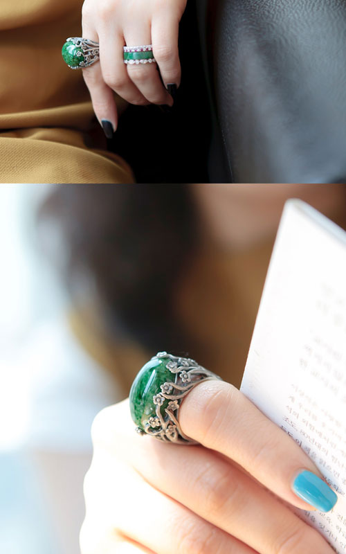 5438 - [나스첸카 NASCHENKA] 비취 나무 [실버 수공예 비취 반지]