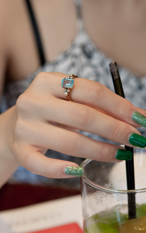 10430 - [나스첸카 NASCHENKA] 반짝이는 눈빛 [14K 토파즈 다이아몬드 반지]