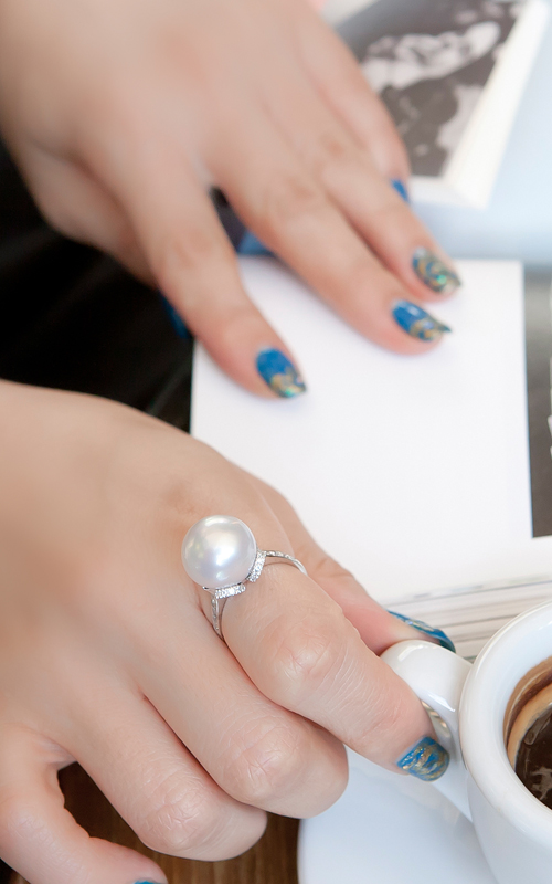 10448 - [나스첸카 NASCHENKA] 울지마 화장지워져 [실버 수공예 진주 반지]