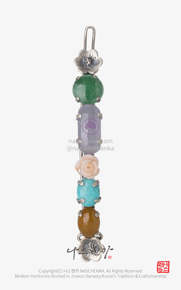 10959202 - 나스첸카 NASCHENKA 메이크 미 조선왕실여인 비취 터키석 은 머리핀 NASCHENKA Make Me Joseon Royal Lady Jade Hairpin Silver