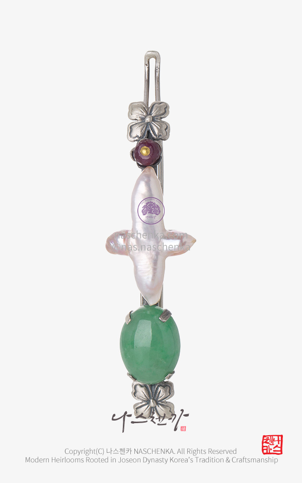 10959206 - 나스첸카 NASCHENKA 메이크 미 조선왕실여인 산호 원석 은 머리핀 NASCHENKA Make Me Joseon Royal Lady Coral Hairpin Silver