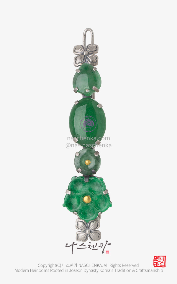 10959207 - 나스첸카 NASCHENKA 메이크 미 조선왕실여인 비취 원석 은 머리핀 NASCHENKA Make Me Joseon Royal Lady  Hairpin Silver