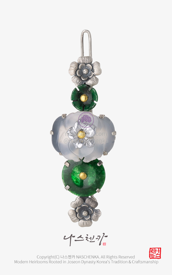 10959208 - 나스첸카 NASCHENKA 메이크 미 조선왕실여인 비취 원석 은 머리핀  5 NASCHENKA Make Me Joseon Royal Lady Jade Hairpin Silver