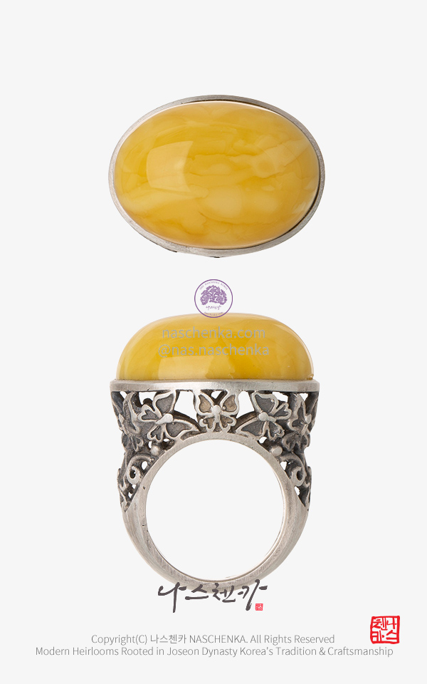 10957326 - 전통 천연 호박 은 반지 달콤도도 나스첸카 NASCHENKA 은공예 호박 Aamer rings 반지 