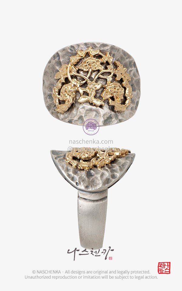10959525 - [나스첸카 NASCHENKA] Full Moon. 부귀를 품다 _ 14K Silver 콤비 반지
