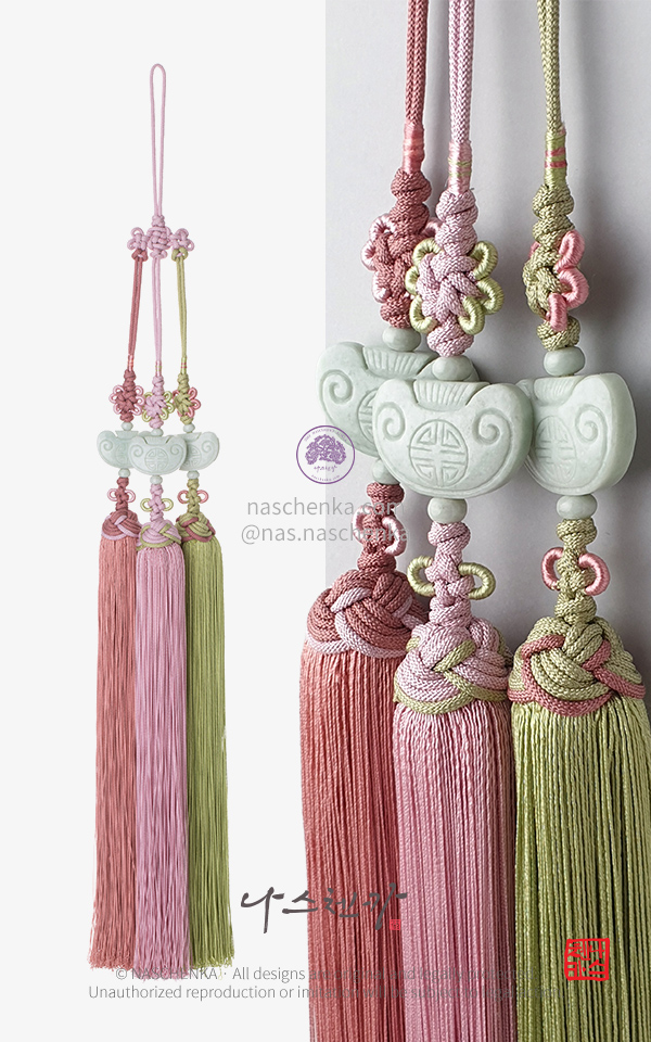 10959678 - 은은한 고려청자 궁중옥 삼작 노리개 | Korean Serpentine Norigae Hanbok Ornament NASCHENKA 나스첸카 NASCHENKA 노리개