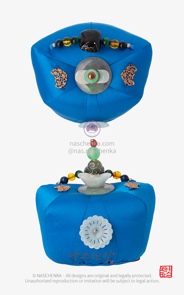 10962656 - [나스첸카 NASCHENKA] No 10962656 청옥화관 靑玉花冠 — 푸른 빛, 이마에 머물다 NASCHENKA Blue Jade Royal Jokduri — Sterling Silver & Natural Gemstones
